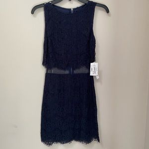 {Dillard’s} Blue lace midi sheer short dress